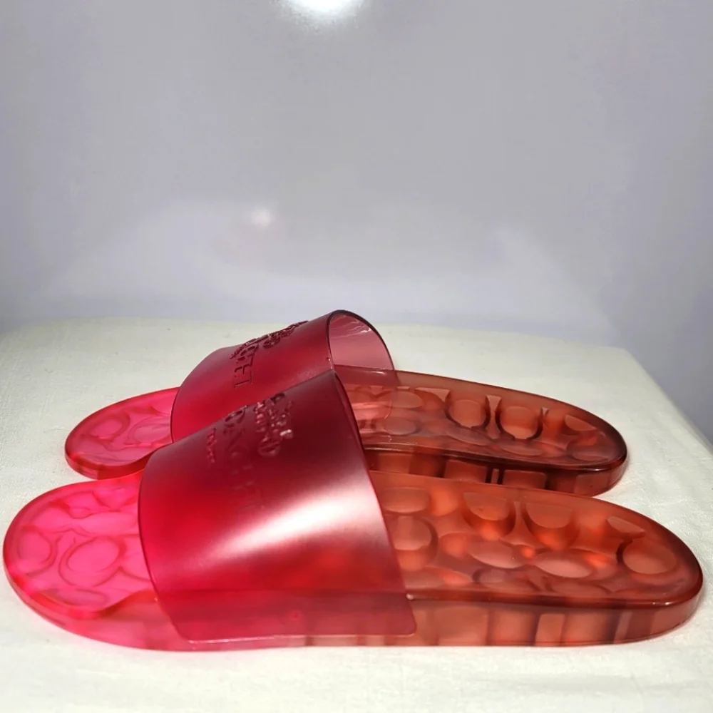 Coach Women's Size 9B Pink Ulyssa Jelly Slides.
